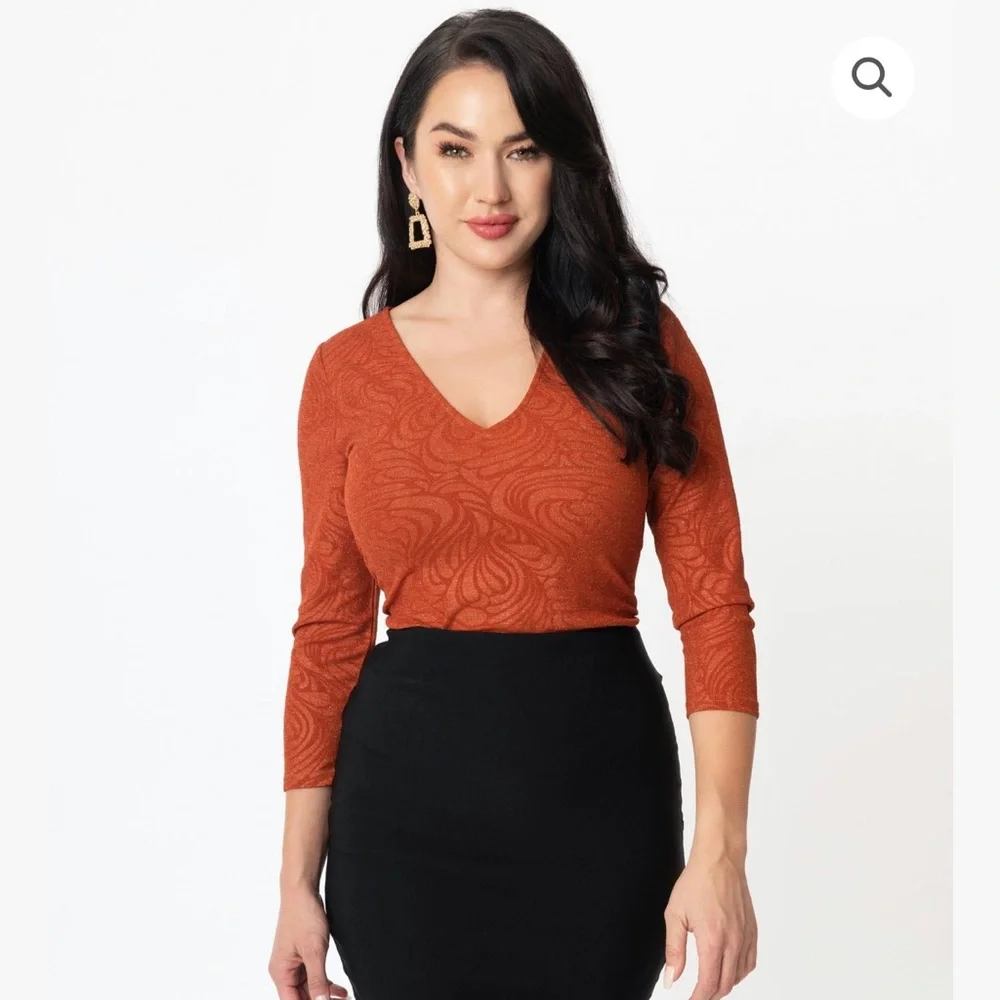 UV burnt orange sparkle swirl top - Picture 4 of 6